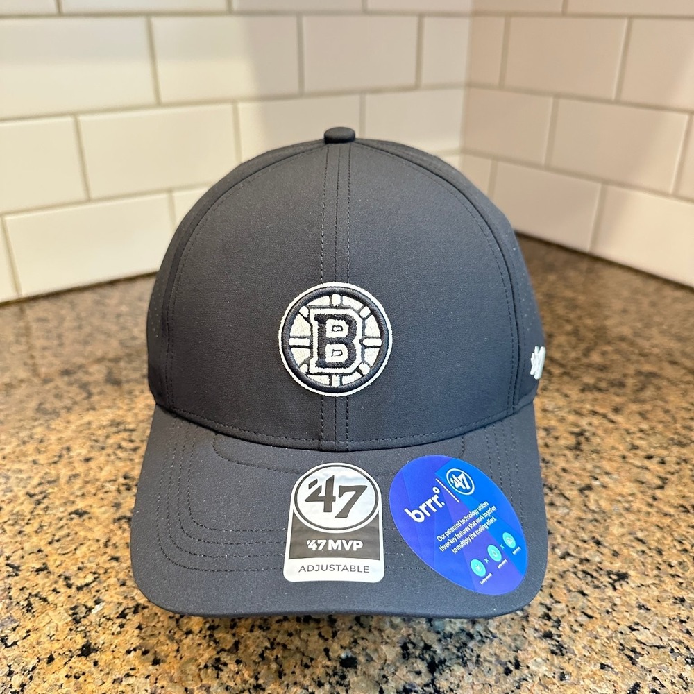 Boston Bruins '47 MVP Vent brrr° Adjustable Hat  Charcoal Grey NHL New
